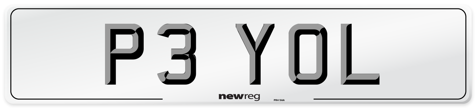 P3 YOL Number Plate from New Reg